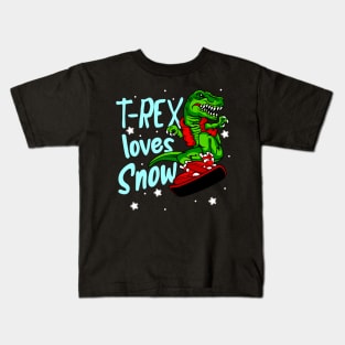 Snowboard T-Rex Dino Snowboarder Gift Kids T-Shirt